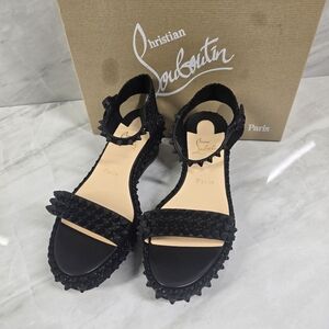 Christian Louboutin Black Studded Ankle Strap Sandals